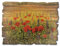 ARTland Wanddeko Bild aus Holz Holzbild vintage Deko 40x30 cm Landschaft Blumen Mohnblumen Blüten Blumenwiese Natur H6LI