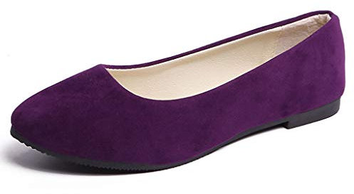 CHAOEN Ballerines plates et confortables à enfiler pour femme avec nœud, a violet, 39 EU