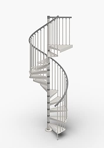 Mister Step Escalera de caracol Exterior Zink para exteriores, 13 peldaños, altura total 273-299 cm. (Blanco, 140)