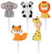 NUOBESTY Jungle Safari Animal Cupcake Toppers, Zoo Animals Cake Toppers for Kids Birthday Baby Shower Animal Theme Cake Decorations, 5 Pieces, as shown, 5.00X3.70X1.50cm
