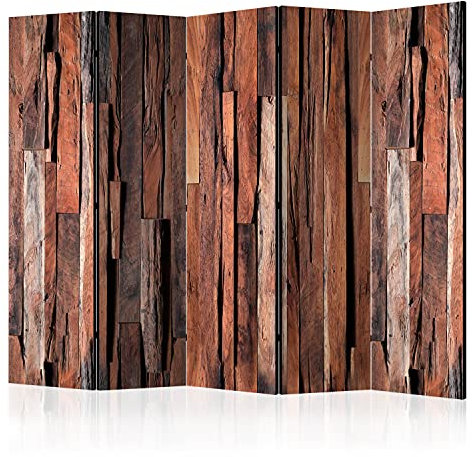 murando - Paravent Raumteiler Innen Holzoptik 225x172 cm 5-teilig Einseitig Raumtrenner Trennwand Holz Room Divider Sichtschutz Spanische Wand Raum Abtrennung Holz Bretter 3D Effekt f-C-0375-z-c