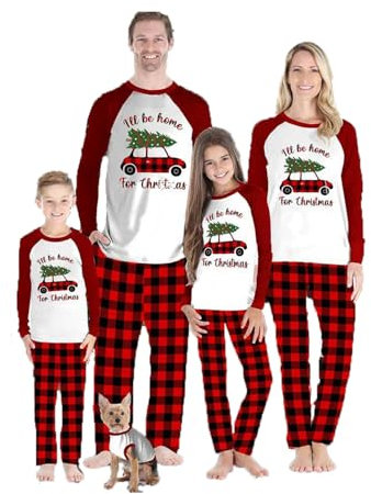 APAELEA Pyjama Noël Famille Vêtements Assortis Ensemble Vacances Homewear pour Bébé Enfants Hommes Femmes,Rouge,hommes L