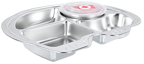 Cabilock 1 Pc Plato Compartimento Infantil Comida Platos De Cena Divididos Bandeja De Control De Alimentos Seccion Plato Bebe Niño Pequeño Cámping Acero Inoxidable Plato De Merienda