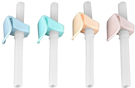 Pailles à boire pour bébé, 4 pièces sans BPA, paille pour bébé douce réutilisable avec boucle pour les enfants buvant pour la plupart des bols pour bébé