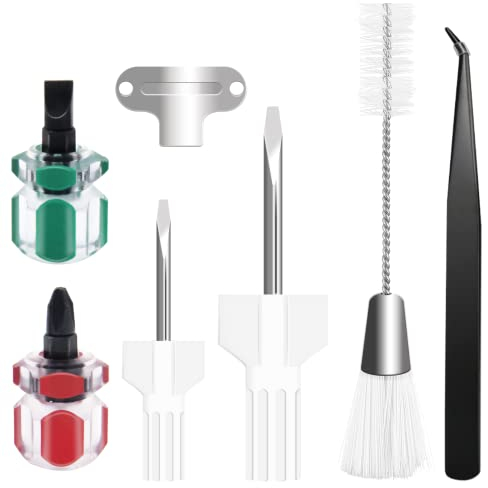 7-teiliges Nähmaschinen-Reinigungsset mit Pinzette, doppelseitiger Flaumbürste, Nadelplatten-Schraubendreher und 4 kurze Schraubendreher, Nähmaschinen-Reparaturwerkzeug