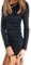 YILEEGOO Women Bodycon Ruched Mini Dress Long Sleeve Side Drawstring Stretchy Casual Ribbed Knit Party Club Dress (Black, M)