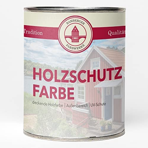 Bamberger Farbwerke Holzschutzfarbe Möbelfarbe Wetterschutzfarbe Holzfarbe für Außen (375ml, Weiss)