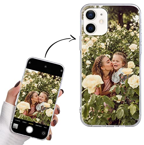 Yoedge Personalisierte Handyhülle für Apple iPhone 12/12 Pro Hülle Selbst Gestalten mit Eigenem Foto Bild Text Personalisiert Case Individuelle Schutzhülle Transparent Cover für iPhone 12 Pro 6,1