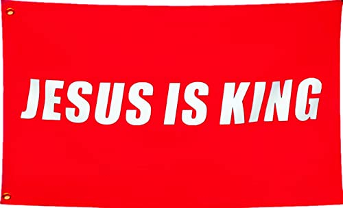 LUCKGEEY Jesus is King Flagge, 90 x 152 cm, für drinnen und draußen, lebendige Farben, Doppelnaht am Rand, christliche Flaggen mit 2 rostfreien Messingösen, Königsrot, 7,6 x 12,7 cm