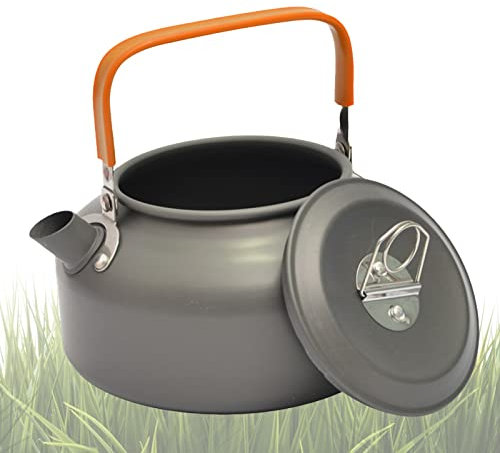 Camping Teekessel Kaffeekanne Wasserkocher,Tragbarer Outdoor Wasserkocher aus Aluminium,Schnelle Heizung,Ultraleicht Camping Wasserkessel,Wasserkessel,idea für Kochen im Freien Picknick 0,8L (Gelb)