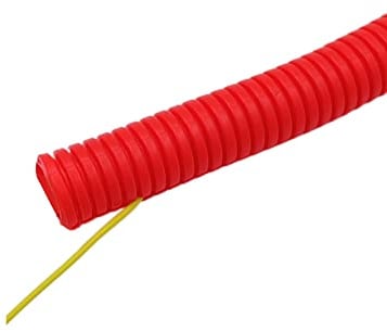 MOCNT Gaine Câbles Électriques Voiture Gaine Ondulée Flexible Protection Cache PP Tuyau Fil Fendu Gaine Isolante Conduit Tube Rangement Câble Rouge Extérieur 25mm Long 15 Mètres