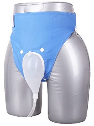 Reusable Male Urine Bag Male Urinal Urine Collector Silicone Adults Man Elderly Pee Bag Urinal with 2 Urine Catheter Bags, 1000ML and 2000ML(Elderly Men Blue)