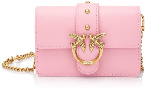 Pinko Damen Love One Micro C Kalbseide Tasche, P31q_Rosa-Marino-Antik Gold