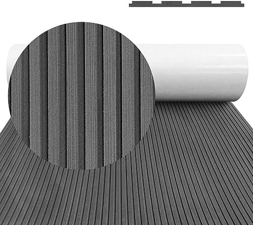 HZCHIONE Boat Flooring EVA Foam Boat Decking Dark Gray 94x35 Non-Slip Boat Mat Self-Adhesive Foam Boat Deck Sheet Marine Carpet Mat Rolls for Kayak Deck Boat Yacht Flooring Motorboat