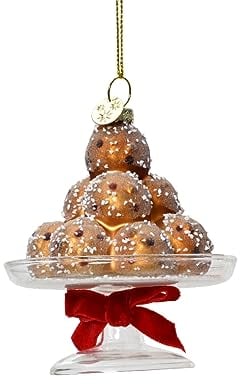 Kaemingk Christbaumschmuck Glas Pralinen auf Tortenständer 10cm braun rot - Baumschmuck Weihnachten