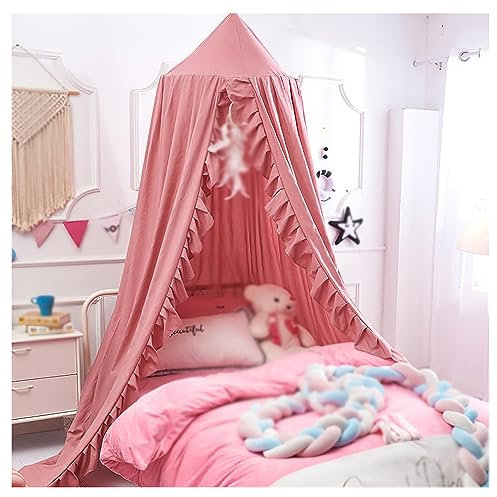 LONONE Runde Kuppel-Himmelbett-Vorhänge, Himmelbett-Vorhang, der von der Decke hängt, für Kinder, Moskitonetz, Betthimmel-Hängevorhang, Netz für Kinderbetten, Erwachsene,Rosa
