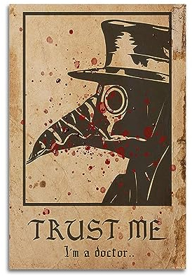 TeDe Plague Doctor Halloween-Dekoration, Kunst, Wohnzimmer, Schlafzimmer, Poster, Malerei, dekoratives Gemälde, Druck, Leinwand, Wand, 50 x 75 cm, ungerahmt