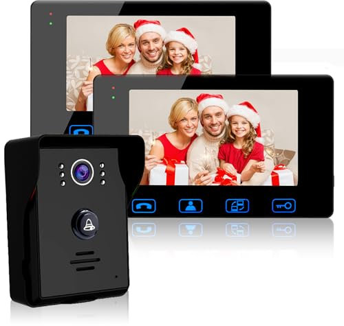 LQMEILI Videocitofono cablato, kit campanello con monitor a colori da 2-7 pollici e telecamera HD per visione notturna per videocitofono di sicurezza domestica