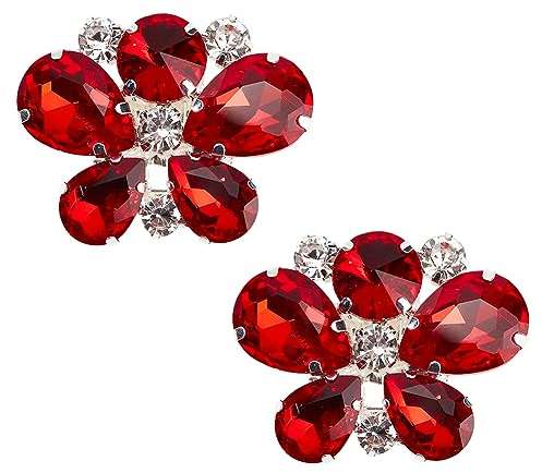 FINGERINSPIRE 2 Stück Abnehmbare Kristall Schuhclips Rubinrote Strass Schuhschnallen Exquisite Schmetterlingsform Schuhe Schmuck Dekoration Für Frauen Braut Pumps Absätze Flache Clutch Schuhe Kleider