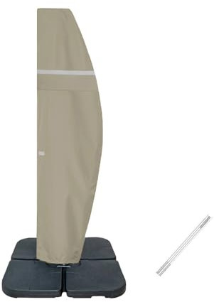Garden Balsam Patio Umbrella Cover for 9FT to 11FT Offset Umbrella, Water Resistant, Curved Cantilever and Straight Pole Parasol Outdoor Umbrellas Cover with Zipper and Rod