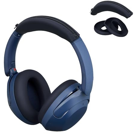 kwmobile Cuscinetti Auricolari e Custodia Archetto Cuffie Compatibile con Sony WH-XB910N - Copri Padiglioni Headband Cover blu scuro