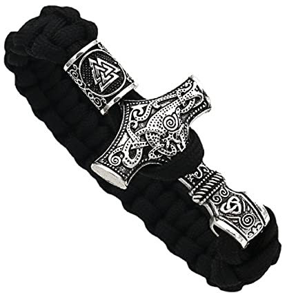 Bracelet Marteau Viking Valknut Nordique Pour Hommes - TressÉ Avec Nœud Celtique, Bijoux Nordiques, Rune et Punk