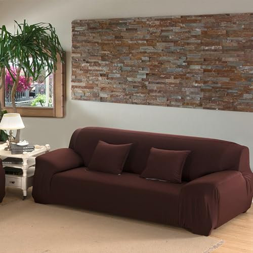 Bishilin Überzug Sofa U Form Kaffee, Sofabezug 1 Sitzer mit Armlehne Modern Einfarbig 90-140CM Couchbezug Stretch Universal