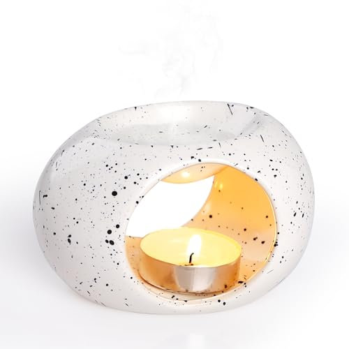 Bighan Duftlampe Aromalampe Teelichthalter Duftlampe aus Keramik mit der Candle Löffel Aroma Diffuser - Spritzer Tinte