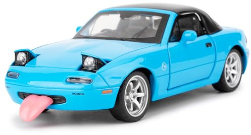 imtfzct 1/32 Mazda Miata MX-5 Alloy Modellauto, Pullback Spielzeugauto mit Licht und Sound, abnehmbares Verdeck, Sammlermodell, Geschenke für Kinder von 4-7 Jahren (blau)