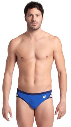 ARENA Men's Icons Solid Swim Briefs Professional Training Swimsuit Sports Trunk, Royal/Navy, 32