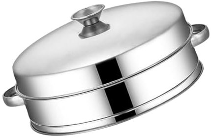 SECFOU Dampfkorb Aus Edelstahl Für Haushalt Dampfgarer Für Lebensmittel Mit Deckel Zum Kochen Und Dämpfen Geeignet Für Gemüse Und Brötchen Küche Zubehör