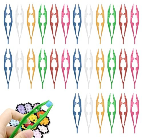 TenaLucy 30 Piezas Pinzas de Plástico,Pinzas de Primeros Auxilios Pinzas de Cuentas Pinzas de Plástico Paquete con Puntas Dentadas Pinza de Plástico Multifuncional,para Bricolaje Manualidades(11cm)