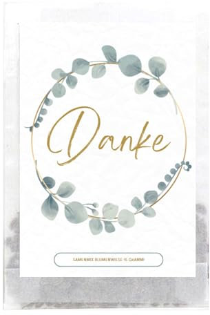 Blumensamen Danke - Verschiedene Varianten | Dankeschön Geschenke/Abschiedsgeschenk | Kleinigkeit für Kollegen, Kindergarten, Freunde, Gäste, Kindergeburtstag (10 Stück - Danke Eukalyptus)