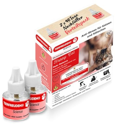 Tierfreuden® Science aus Deutschland | Vorteilsset 2x Nachfüllflakons 48ml | Anti Stress für Katzen | Innovatives Design & fortschrittliches Verhalten | Tierfreuden Nachfüller zum Spitzenpreis