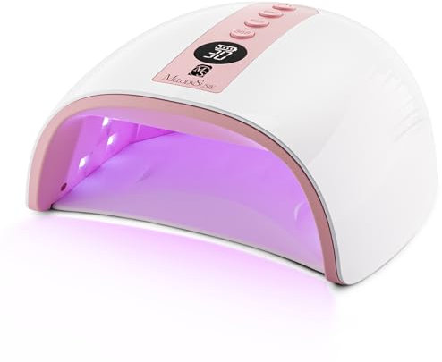 MelodySusie Wiederaufladbare UV Lampe für Gelnägel, P-PLUS30G UV Lampe Nägel, LED Nagellampe mit 3 Timern, LCD-Display und Intelligenter Sensor, Nageltrockner für Alle UV Gel Nagellack (Rosa)