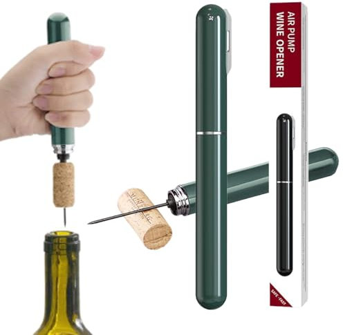Crazy Bean Cavatappi per Vino Champagne Apribottiglie Professionali Ad Aria con Taglia Capsule per Sughero in acciaio inox Regalo da Uomo e Donna,Verde
