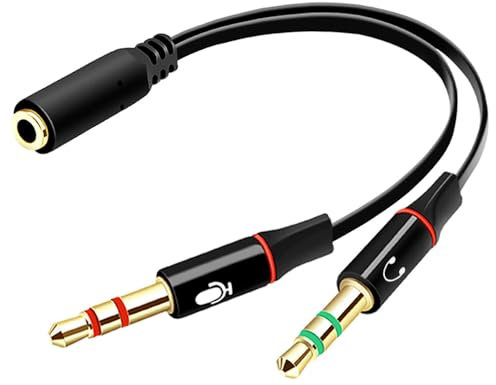 Adaptateur Jack Audio Stéréo, 3,5mm Adaptateur Micro Casque Câble, Câble Adaptateur Audio Splitter, Compatible avec PC, PS4, Xbox One, Le Jeu, Haut-Parleur, PC, Microphone, Ordinateur, écouteur