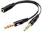 Headphone Mic Splitter Adapter, 3.5mm Female to 2 Dual Male Audio Adapter, 2-in-1 Stereo Audio Y Splitter Cable, Aux Dongle Converters Cable Cord, Compatible with Gaming, Speaker, PC, Microphone
