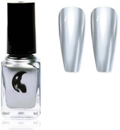 Metallic Nail Polish - Silver Nail Varnish Chrome Reflective - Mirror Metal Nail Polish Long Lasting - Quick Dry High Pigmented No Need UV Silky Smooth Nail Art Gifts for Women