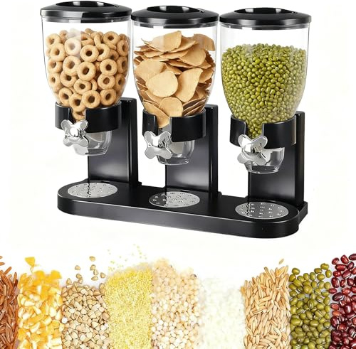 Cereal Dispenser Containers,6L Triple Dry Cereal Dispensers, Airtight Cereal Storage Containers With Lock Tight Lids, Bpa Free& Food Safe Material, Perfect For Cornflakes, Candy, Nuts, Beans,Granola