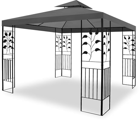 Habeig Pavillon Valencia, 3x3m, Wasserdichtes Festzelt, Pulverbeschichtetes Metallgestell, PVC-Beschichtung (09-12 Anthrazit)