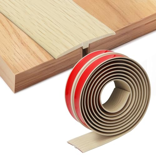 Umllpet Profilé de transition autocollant en PVC, seuil de porte en T, 300 cm x 5 cm, baguettes en T comme rails de transition pour seuils, carrelage, sols en bois, stratifiés (bois d'érable)
