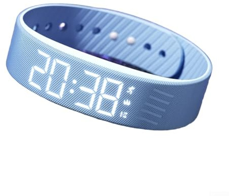 Geräuschlose Vibrationsalarmuhr, wasserdichte Fitnessuhr mit Schrittzähler, Schlafüberwachung, Smart-Armband mit USB-Aufladung (blau)