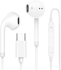 【Apple MFi Zertifiziert】USB-C-Kopfhörer für iPhone 17/16/15/Plus/Pro/Pro Max, HiFi-Stereo-In-Ear-Kopfhörer mit Mikrofon und Lautstärkeregler, kompatibel mit iPad Pro/Air, Galaxy S24/23/22/A5354-Huawei