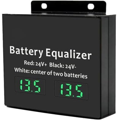 VRTYVEYBB 2 x 12 V Batterie-Balancer für Blei-Säure-, LiFePO4-, Lithium-Ionen- und LTO-Batterien, 5 A Equalizer mit LED-Display, Aluminiumgehäuse, 1 m Kabel, M8-Klemmen