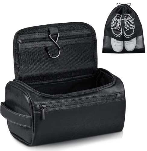 Zocipro Trousse de Toilette Homme en Cuir PU avec Sacs à Chaussures