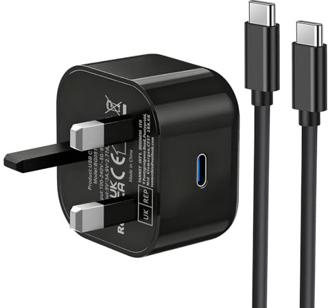 Samsung Super Fast Charger Plug and 1M Cable for Samsung Galaxy S26 S25 S24 S23 S22 S21 S20 A33 A34 A35 A36 A53 A54 A55 A56 A17 A16 A15 A40 A25 A26, USBC Plug 25W with Charging Lead USB Type C