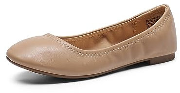 DREAM PAIRS Women's Slip On Round Toe Ballerina Ballet Flats Pumps Shoes,Size 7,Nude,Sole-Happy