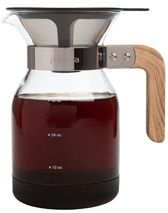 Primula Park Set mit permanentem wiederverwendbarem herausnehmbarem Filter Kaffee-Tropfer Pour Over Maker Brewer Pot, Borosilikatglas, einfach zu bedienen und zu reinigen, 1,0 l