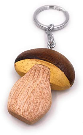 Onwomania - -Steinpilz Pilz Wald Schlüsselanhänger - Holz Glücksbringer ideal als Geschenk z.B. für den besten Freund, die beste Freundin, Mama - Für Männer, Frauen & Kinder